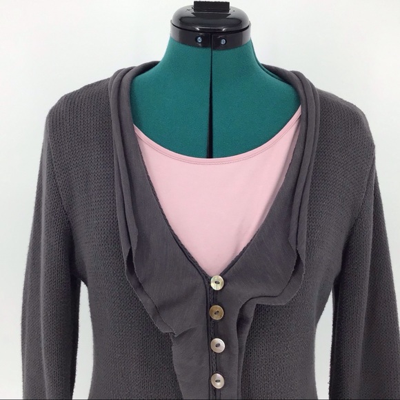 PURE Handknit Long Grey 100% Cotton Cardigan, M/L - Picture 2 of 16